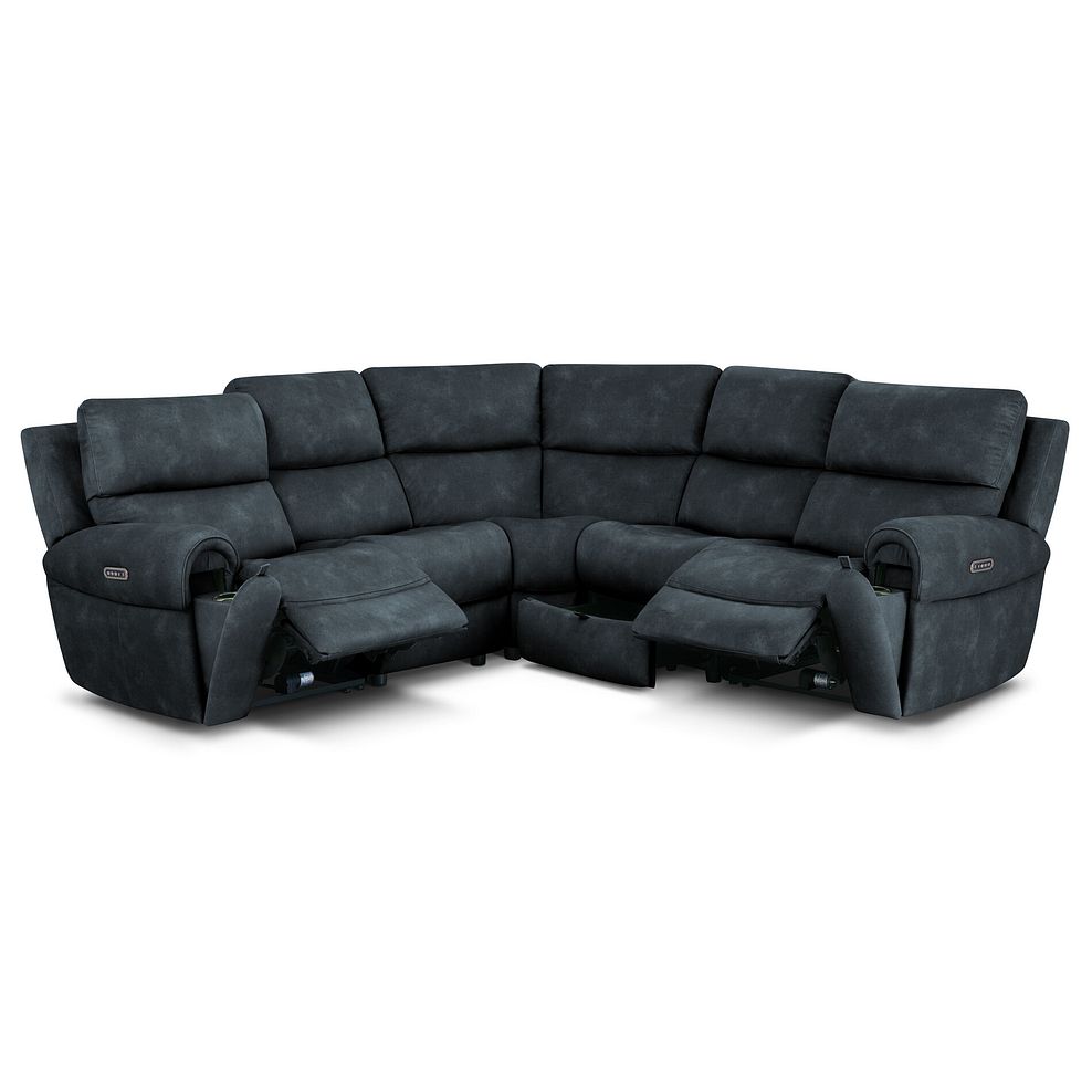 Ezra Group 3 Electric Recliner with Power Headrest & Lumbar Support with 1 Storage Drawer in Dexter Shadow Fabric 3