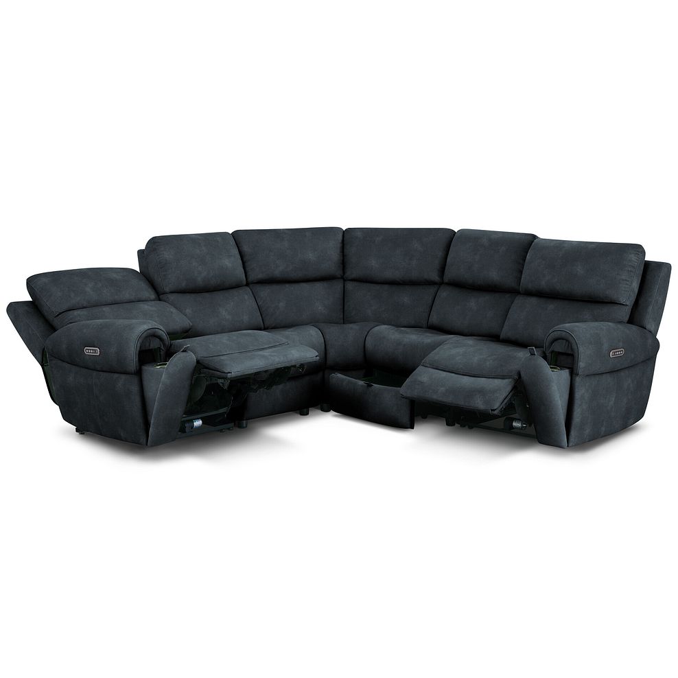 Ezra Group 3 Electric Recliner with Power Headrest & Lumbar Support with 1 Storage Drawer in Dexter Shadow Fabric 4