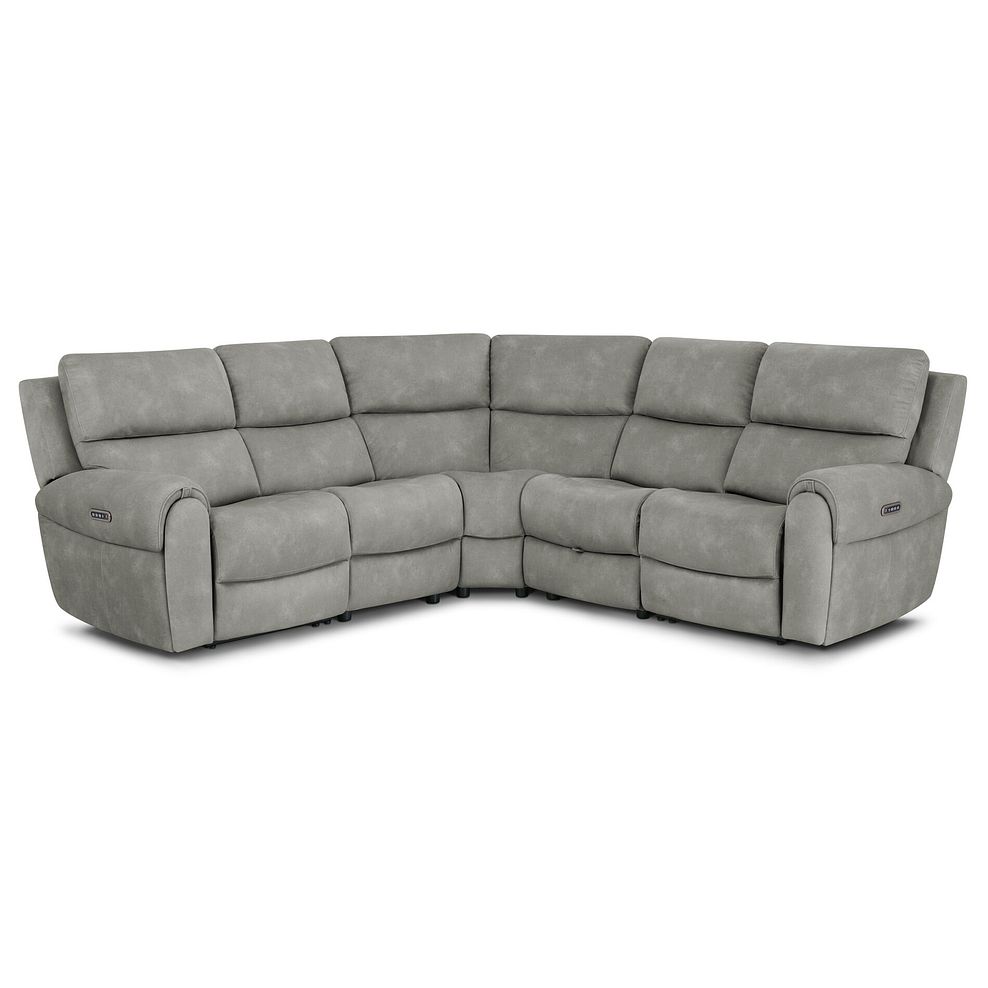 Ezra Group 3 Electric Recliner with Power Headrest & Lumbar Support with 1 Storage Drawer in Dexter Stone Fabric 1