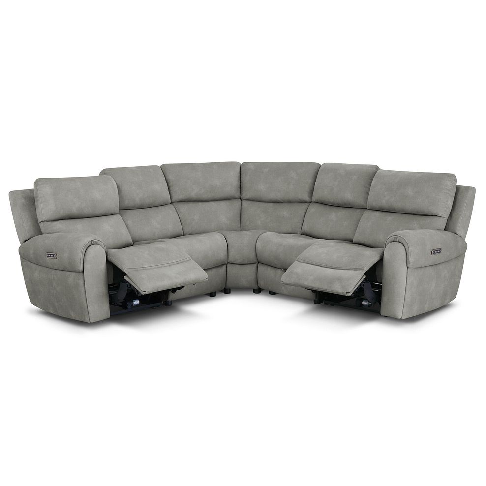 Ezra Group 3 Electric Recliner with Power Headrest & Lumbar Support with 1 Storage Drawer in Dexter Stone Fabric 2