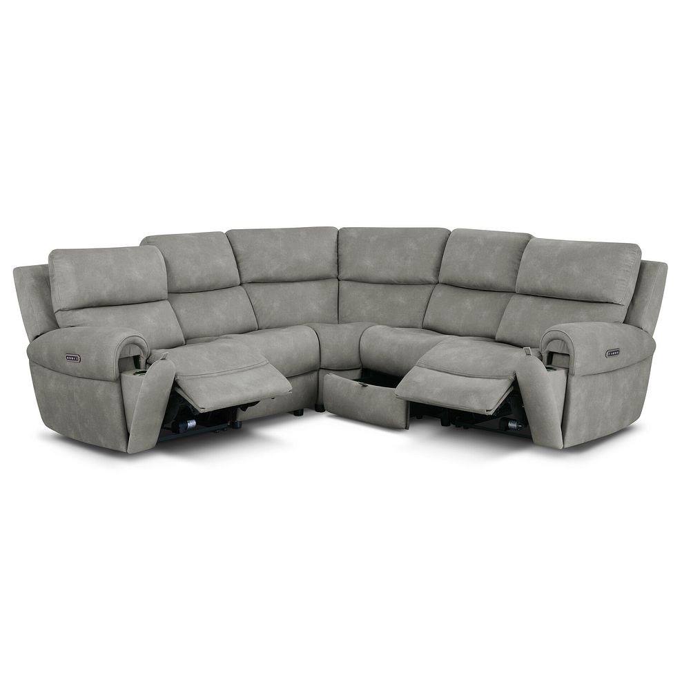 Ezra Group 3 Electric Recliner with Power Headrest & Lumbar Support with 1 Storage Drawer in Dexter Stone Fabric 3