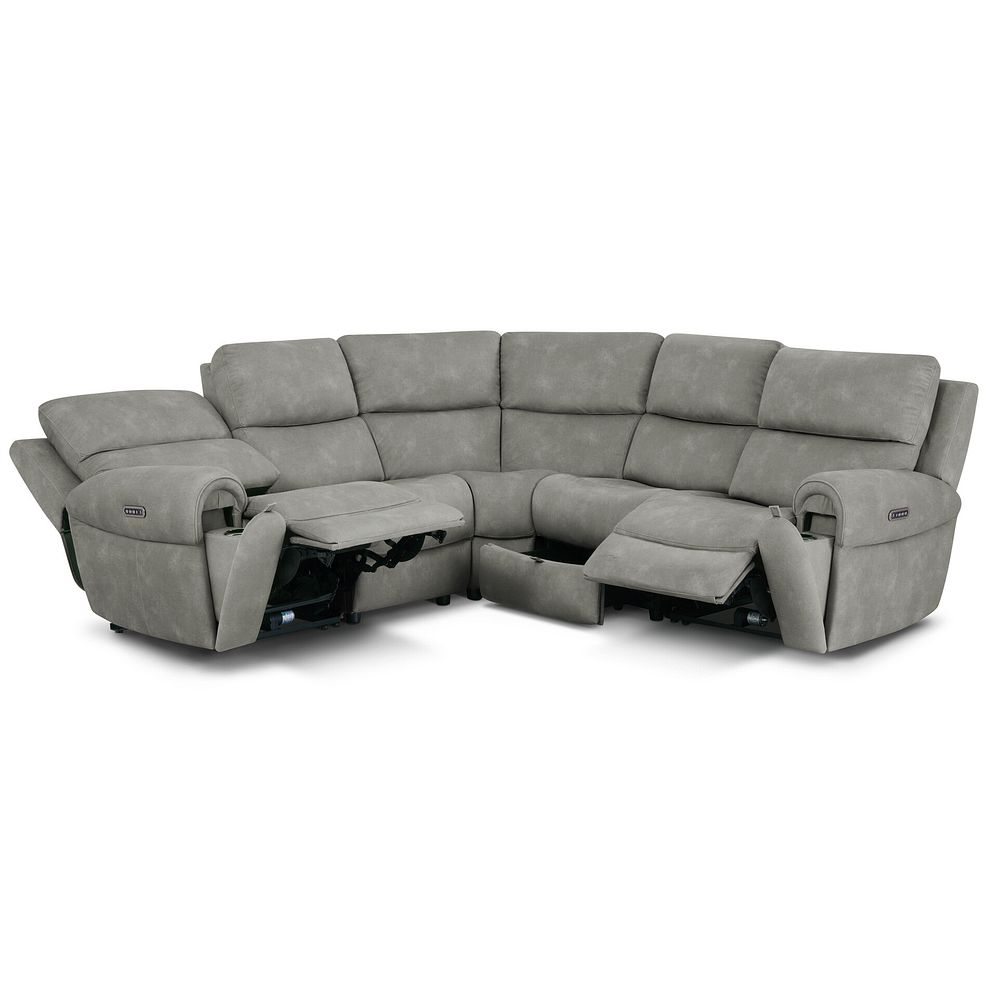 Ezra Group 3 Electric Recliner with Power Headrest & Lumbar Support with 1 Storage Drawer in Dexter Stone Fabric 4