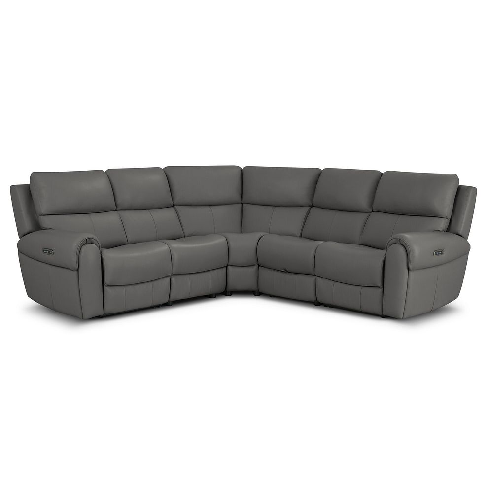 Ezra Group 3 Electric Recliner with Power Headrest & Lumbar Support with 1 Storage Drawer in Elephant Grey Leather 1