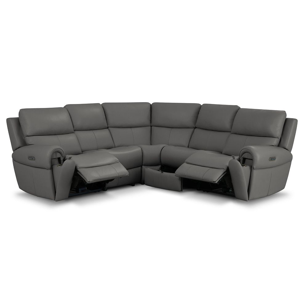 Ezra Group 3 Electric Recliner with Power Headrest & Lumbar Support with 1 Storage Drawer in Elephant Grey Leather 2