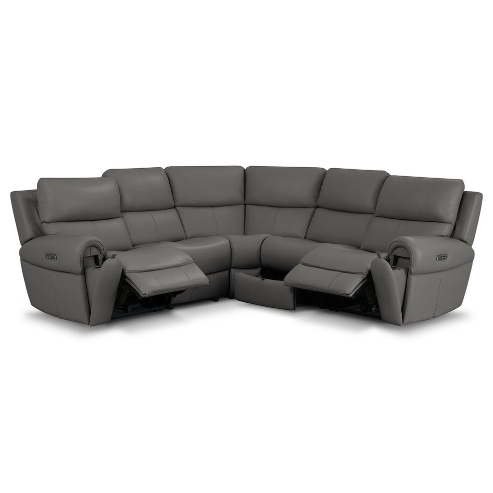 Ezra Group 3 Electric Recliner with Power Headrest & Lumbar Support with 1 Storage Drawer in Elephant Grey Leather 3