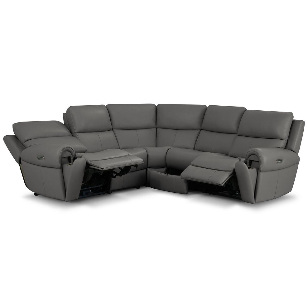 Ezra Group 3 Electric Recliner with Power Headrest & Lumbar Support with 1 Storage Drawer in Elephant Grey Leather 4