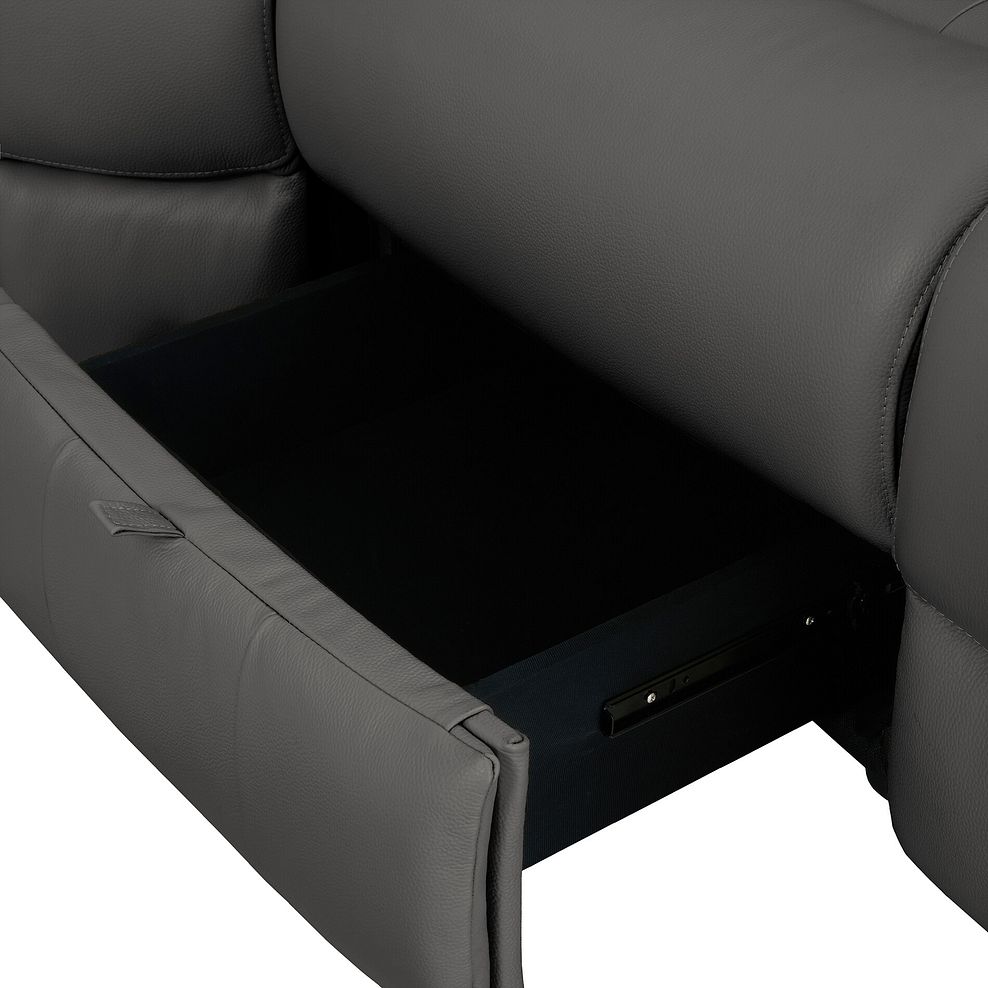 Ezra Group 3 Electric Recliner with Power Headrest & Lumbar Support with 1 Storage Drawer in Elephant Grey Leather 8