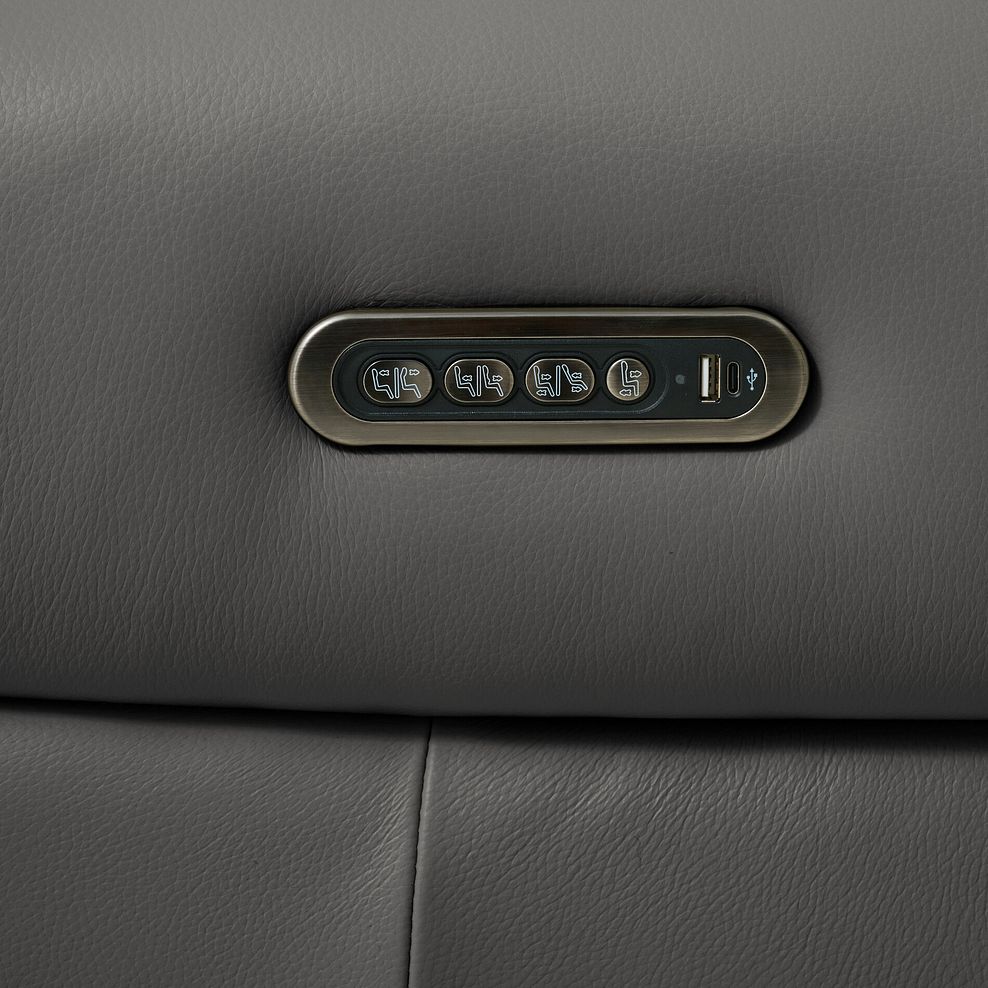 Ezra Group 3 Electric Recliner with Power Headrest & Lumbar Support with 1 Storage Drawer in Elephant Grey Leather 11