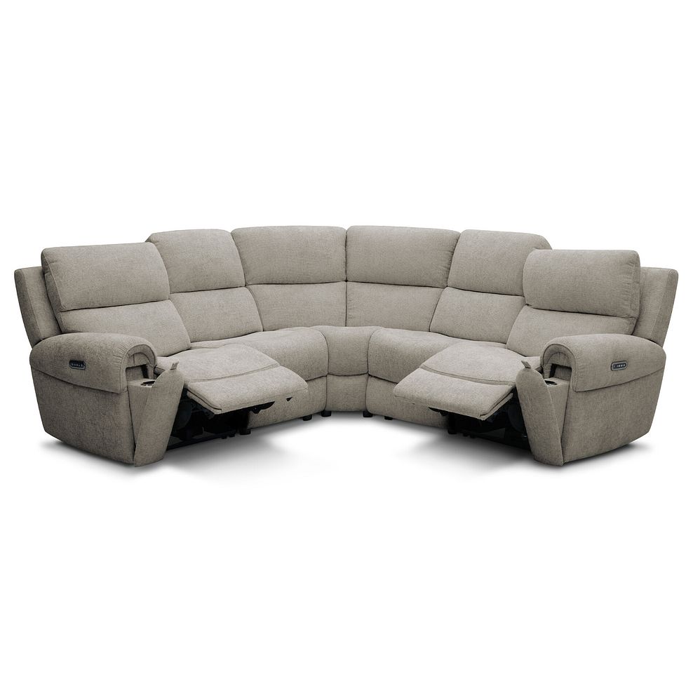 Ezra Group 3 Electric Recliner with Power Headrest & Lumbar Support with 1 Storage Drawer in Hopsack Linen Fabric 3