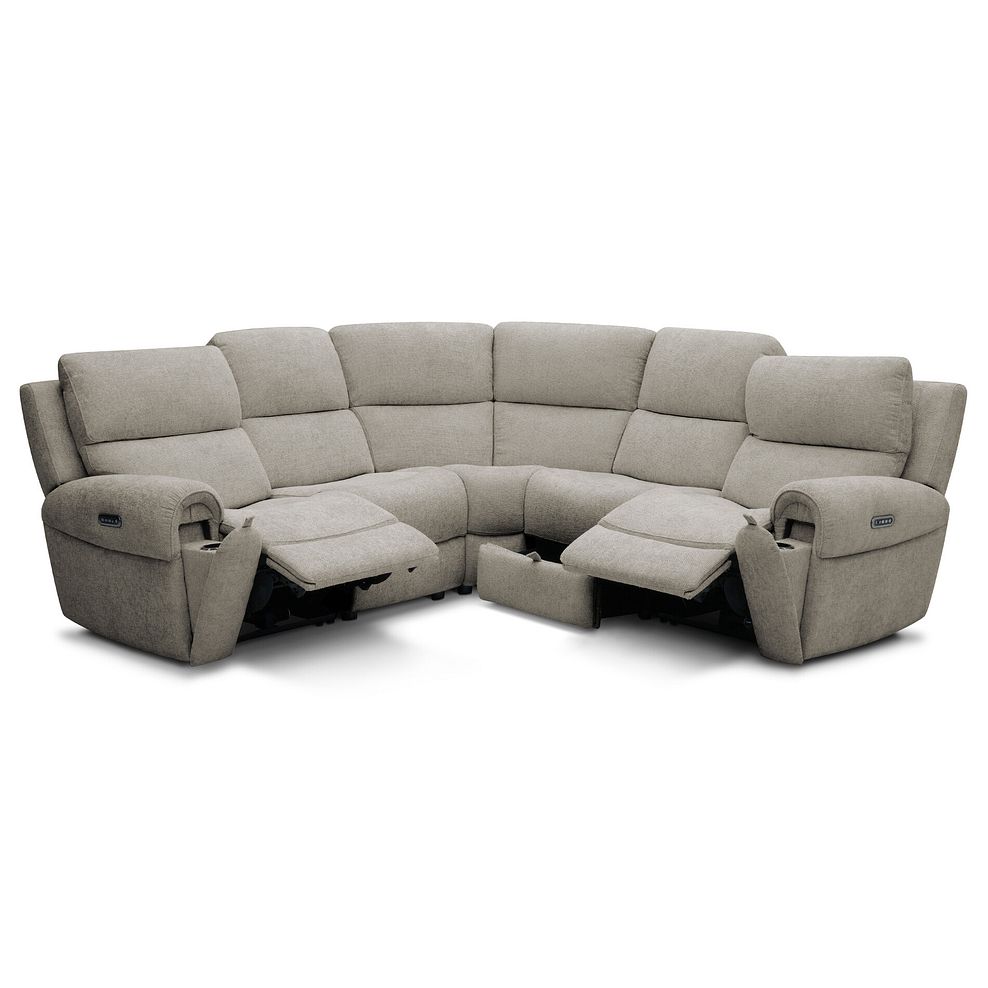 Ezra Group 3 Electric Recliner with Power Headrest & Lumbar Support with 1 Storage Drawer in Hopsack Linen Fabric 4