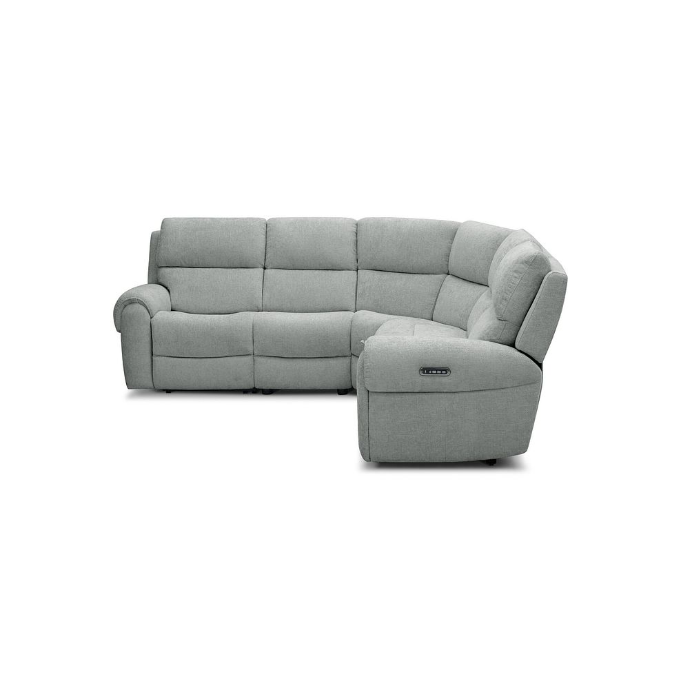 Ezra Group 3 Electric Recliner with Power Headrest & Lumbar Support with 1 Storage Drawer in Hopsack Platinum Fabric 6