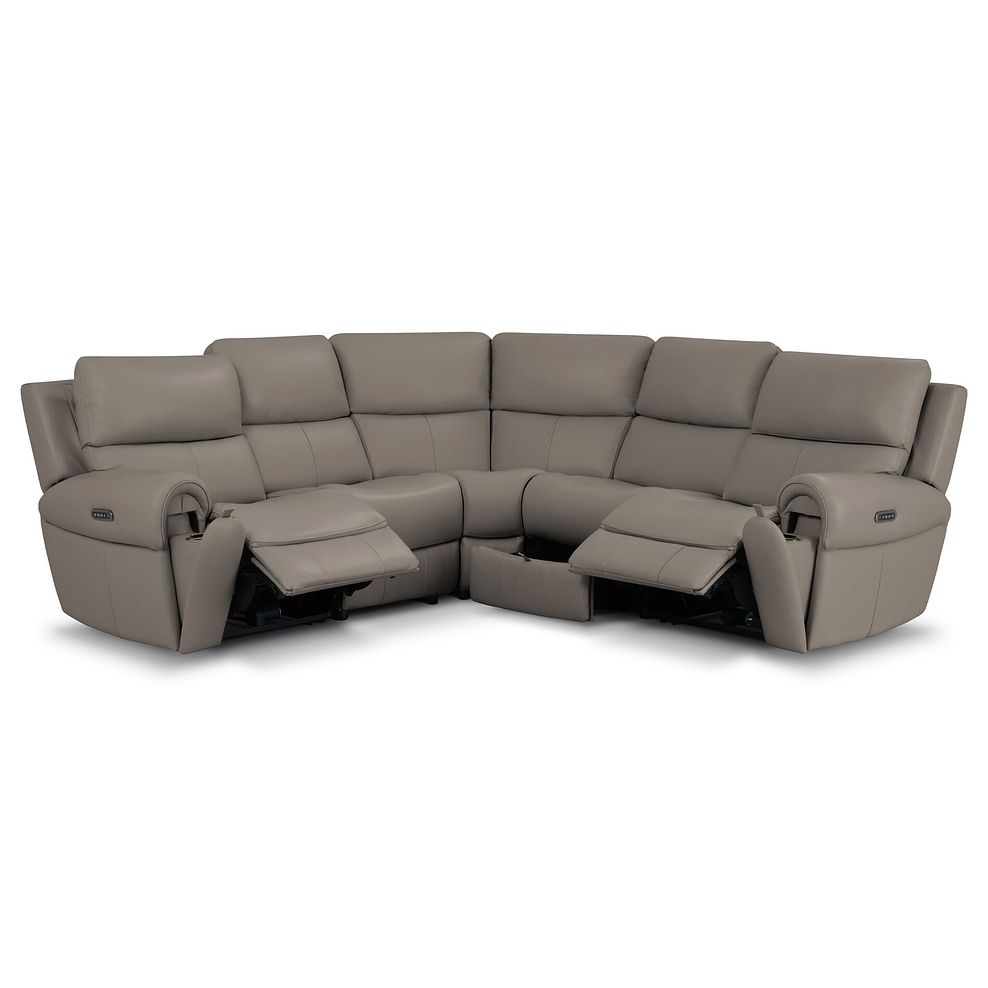 Ezra Group 3 Electric Recliner with Power Headrest  Lumbar Support with 1 Storage Drawer in Oyster Leather 7