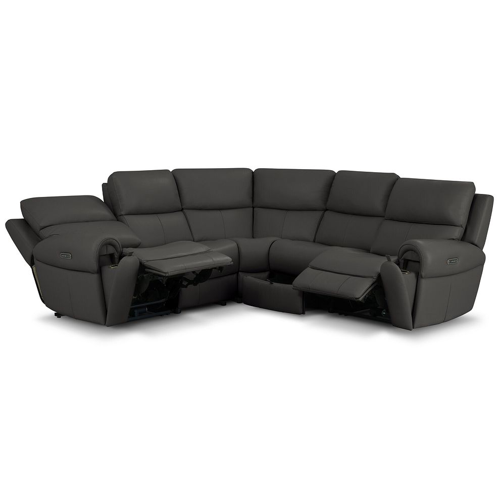 Ezra Group 3 Electric Recliner with Power Headrest & Lumbar Support with 1 Storage Drawer in Storm Leather 4