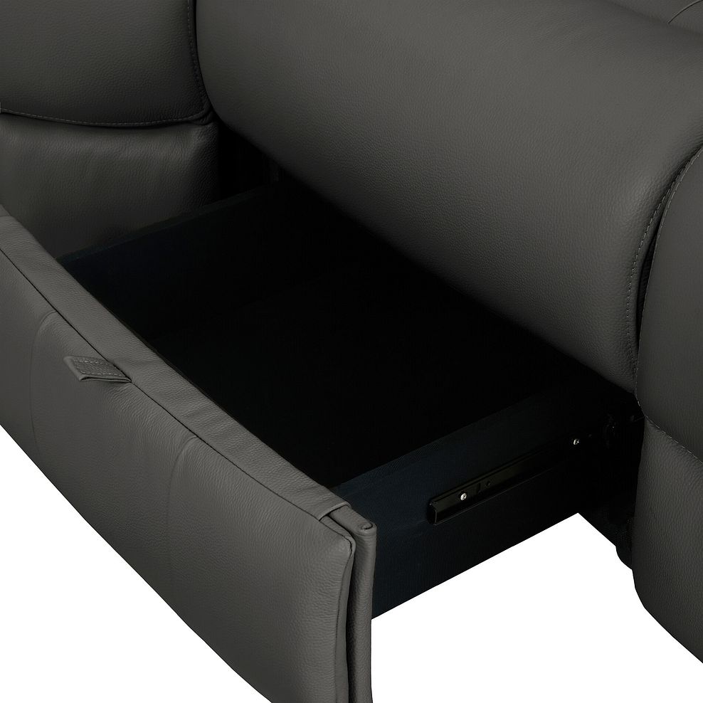 Ezra Group 3 Electric Recliner with Power Headrest & Lumbar Support with 1 Storage Drawer in Storm Leather 8