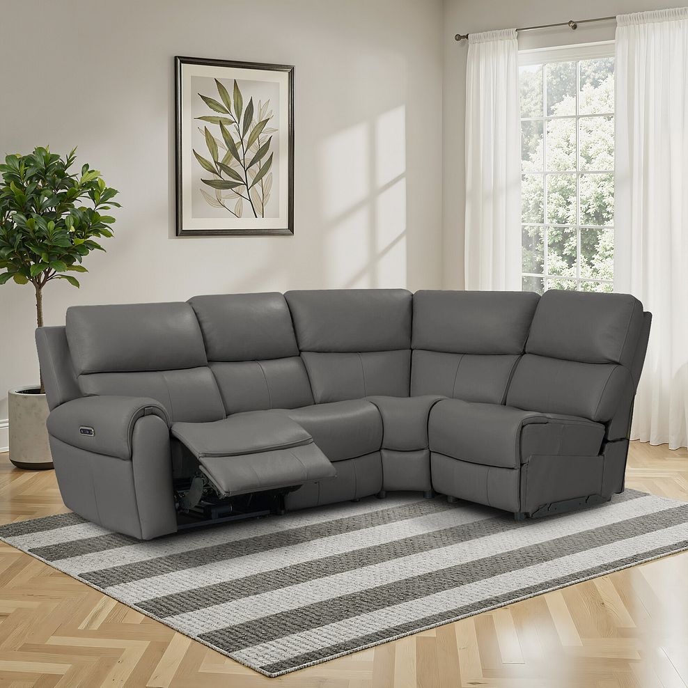 Ezra Group 4 Electric Recliner in Elephant Grey Leather 1
