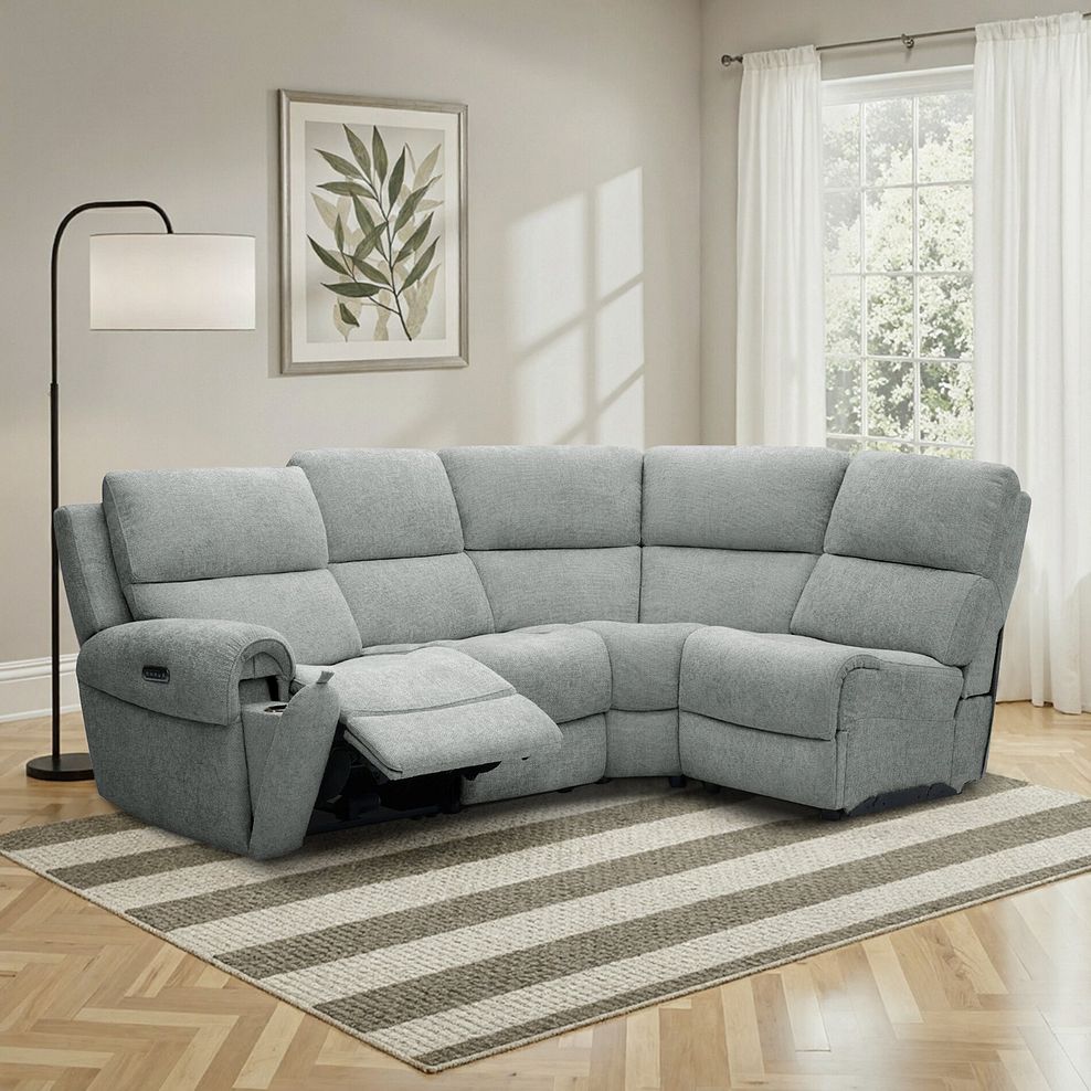 Ezra Group 4 Electric Recliner in Hopsack Platinum Fabric 1