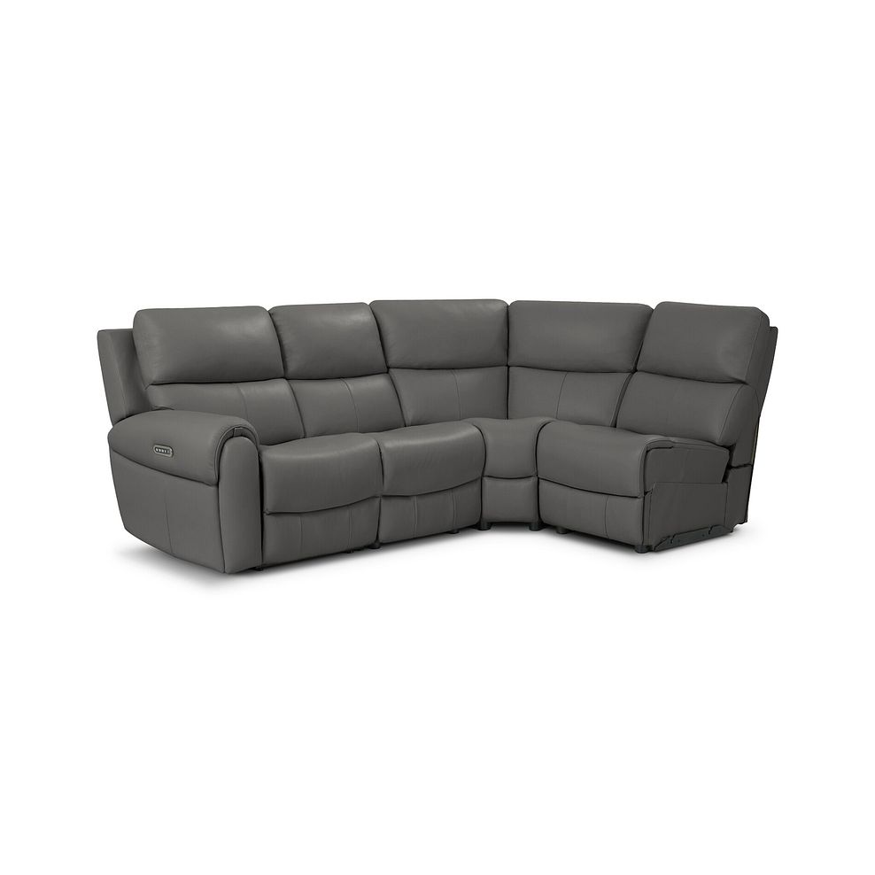 Ezra Group 4 Electric Recliner with Power Headrest & Lumbar Support in Elephant Grey Leather 1