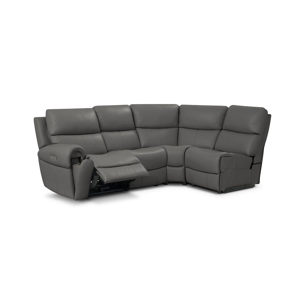 Ezra Group 4 Electric Recliner with Power Headrest & Lumbar Support in Elephant Grey Leather 3