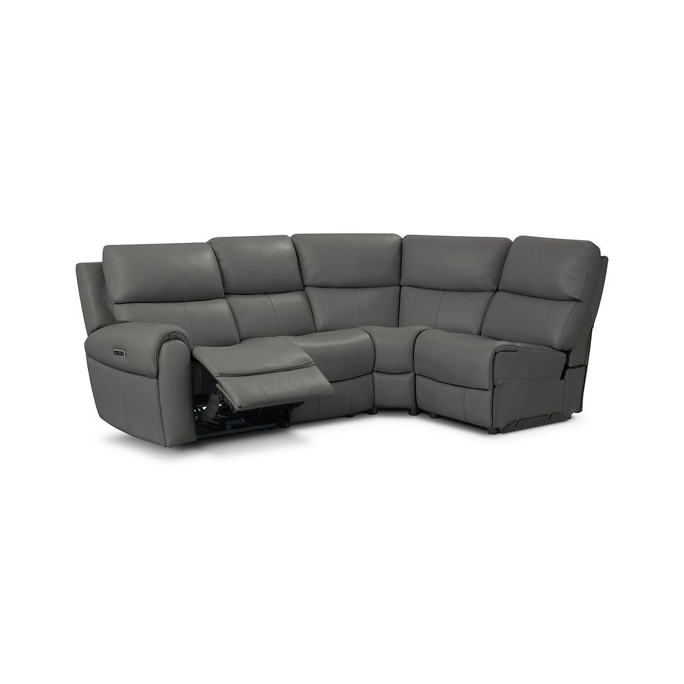 Ezra Group 4 Electric Recliner with Power Headrest & Lumbar Support in Elephant Grey Leather 2