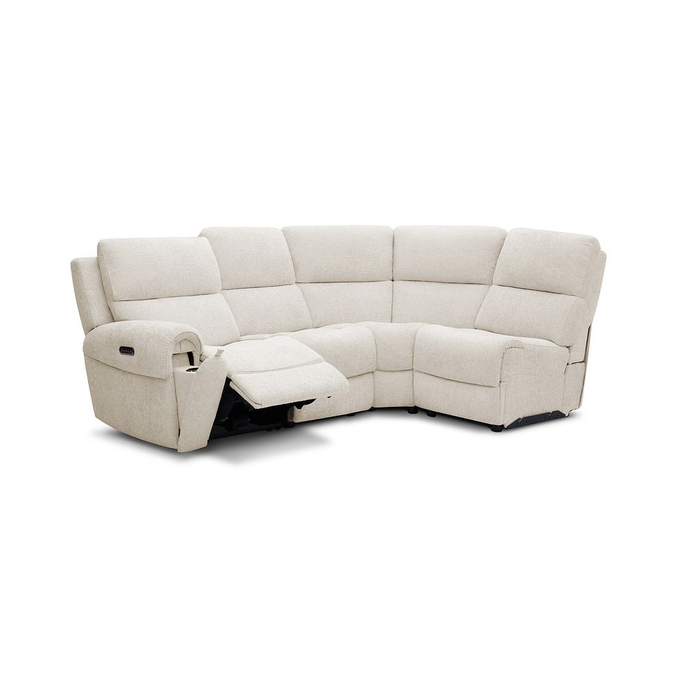 Ezra Group 4 Electric Recliner with Power Headrest & Lumbar Support in Hopsack Natural Fabric 2