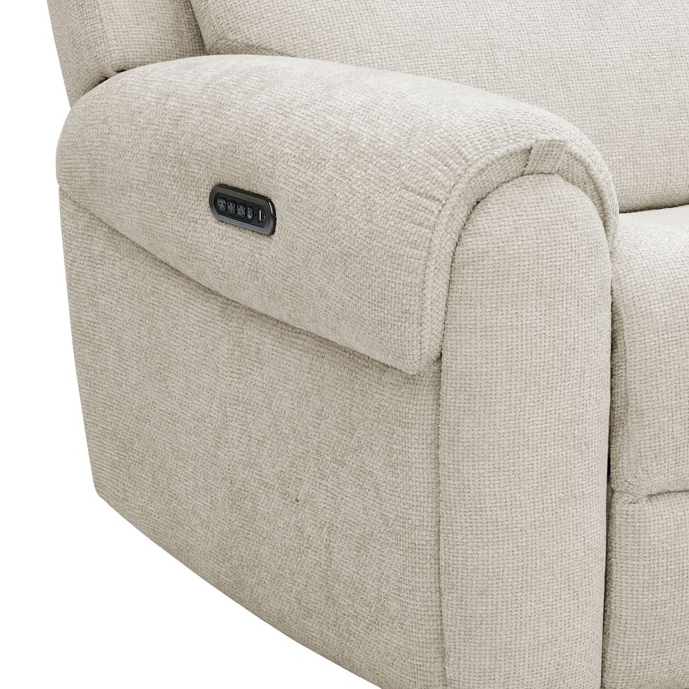 Ezra Group 4 Electric Recliner with Power Headrest & Lumbar Support in Hopsack Natural Fabric 9