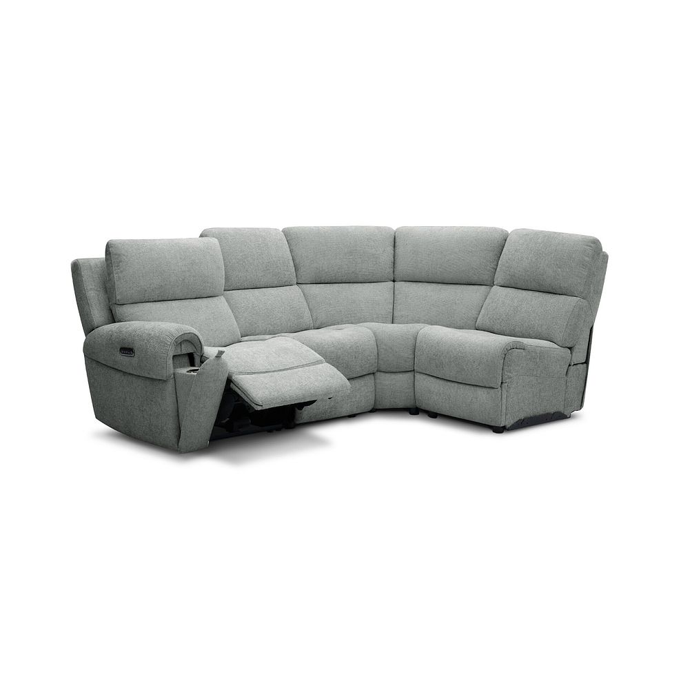 Ezra Group 4 Electric Recliner with Power Headrest & Lumbar Support in Hopsack Platinum Fabric 3