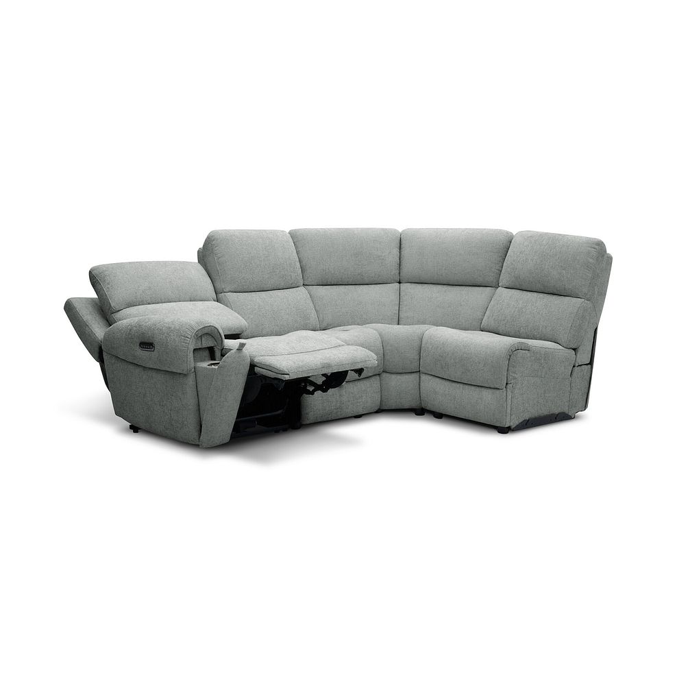 Ezra Group 4 Electric Recliner with Power Headrest & Lumbar Support in Hopsack Platinum Fabric 6