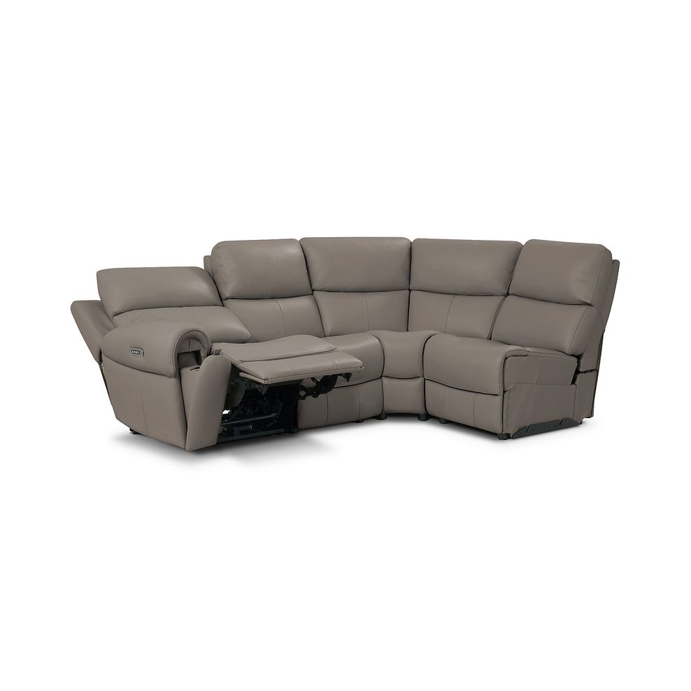 Ezra Group 4 Electric Recliner with Power Headrest  Lumbar Support in Oyster Leather 5
