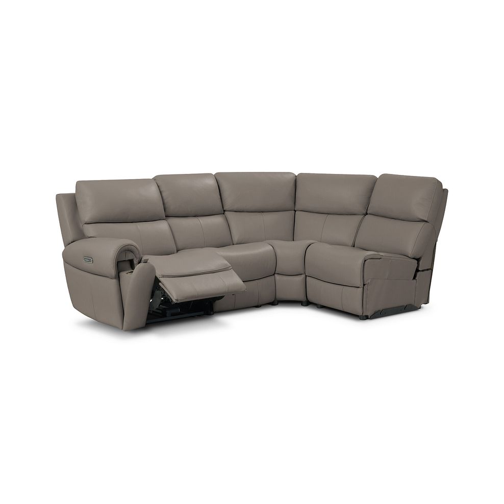 Ezra Group 4 Electric Recliner with Power Headrest  Lumbar Support in Oyster Leather 3