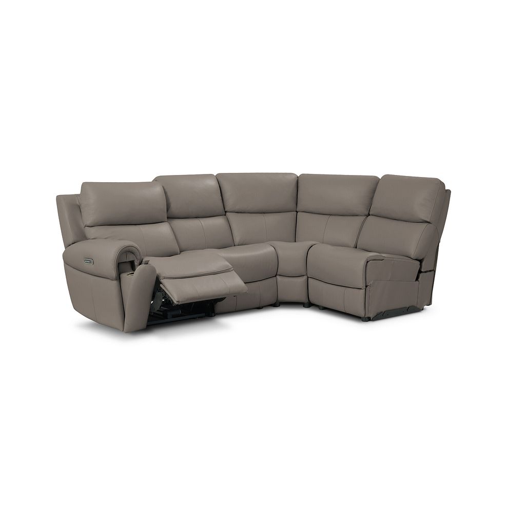 Ezra Group 4 Electric Recliner with Power Headrest  Lumbar Support in Oyster Leather 4