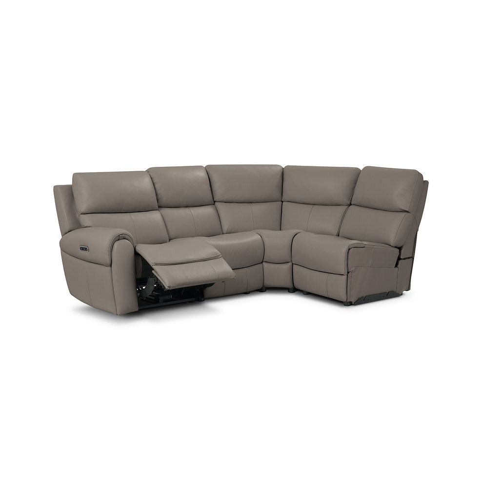 Ezra Group 4 Electric Recliner with Power Headrest  Lumbar Support in Oyster Leather 2