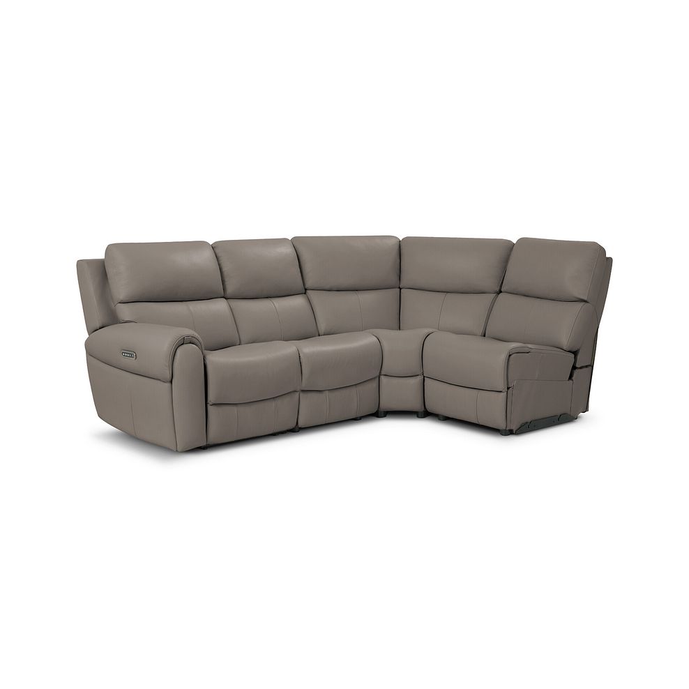Ezra Group 4 Electric Recliner with Power Headrest  Lumbar Support in Oyster Leather 1