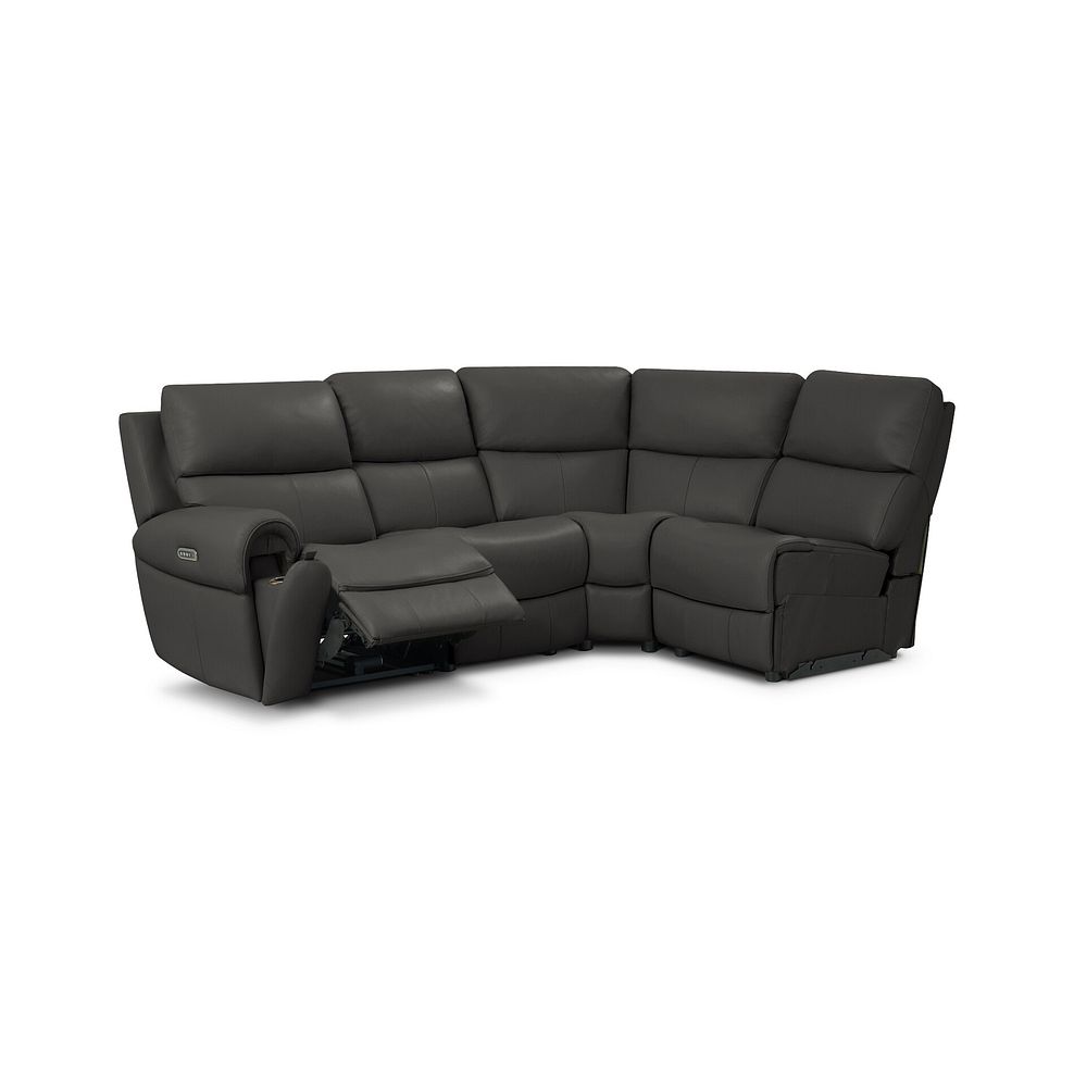 Ezra Group 4 Electric Recliner with Power Headrest & Lumbar Support in Storm Leather 3