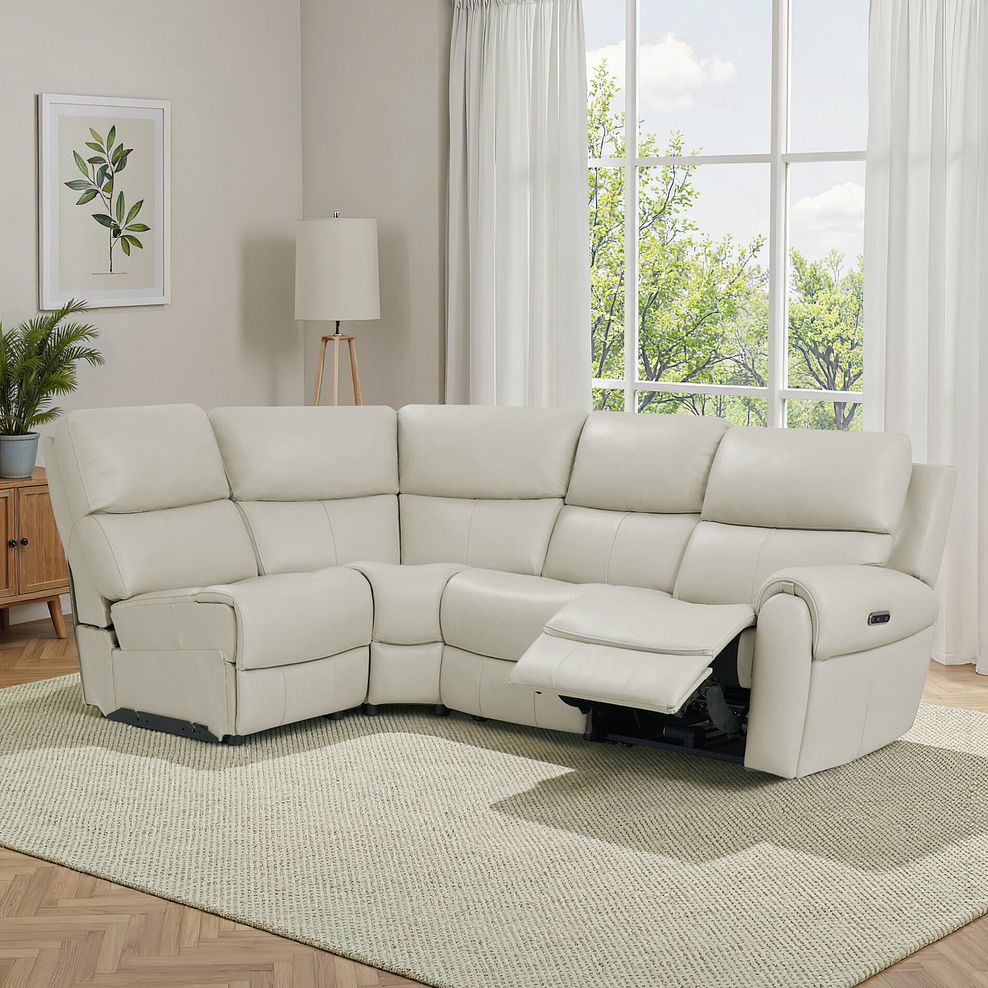 Ezra Group 5 Electric Recliner in Bone China Leather 1