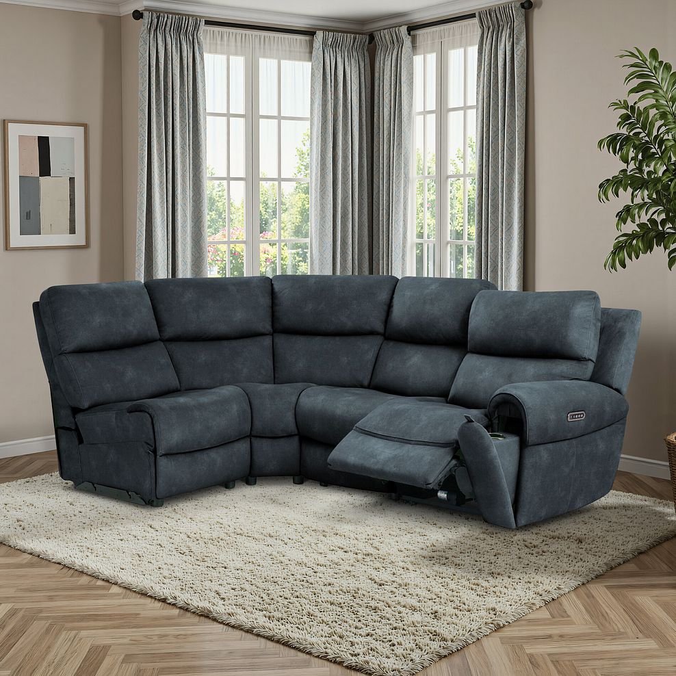 Ezra Group 5 Electric Recliner with Power Headrest & Lumbar Support in Dexter Shadow Fabric 1