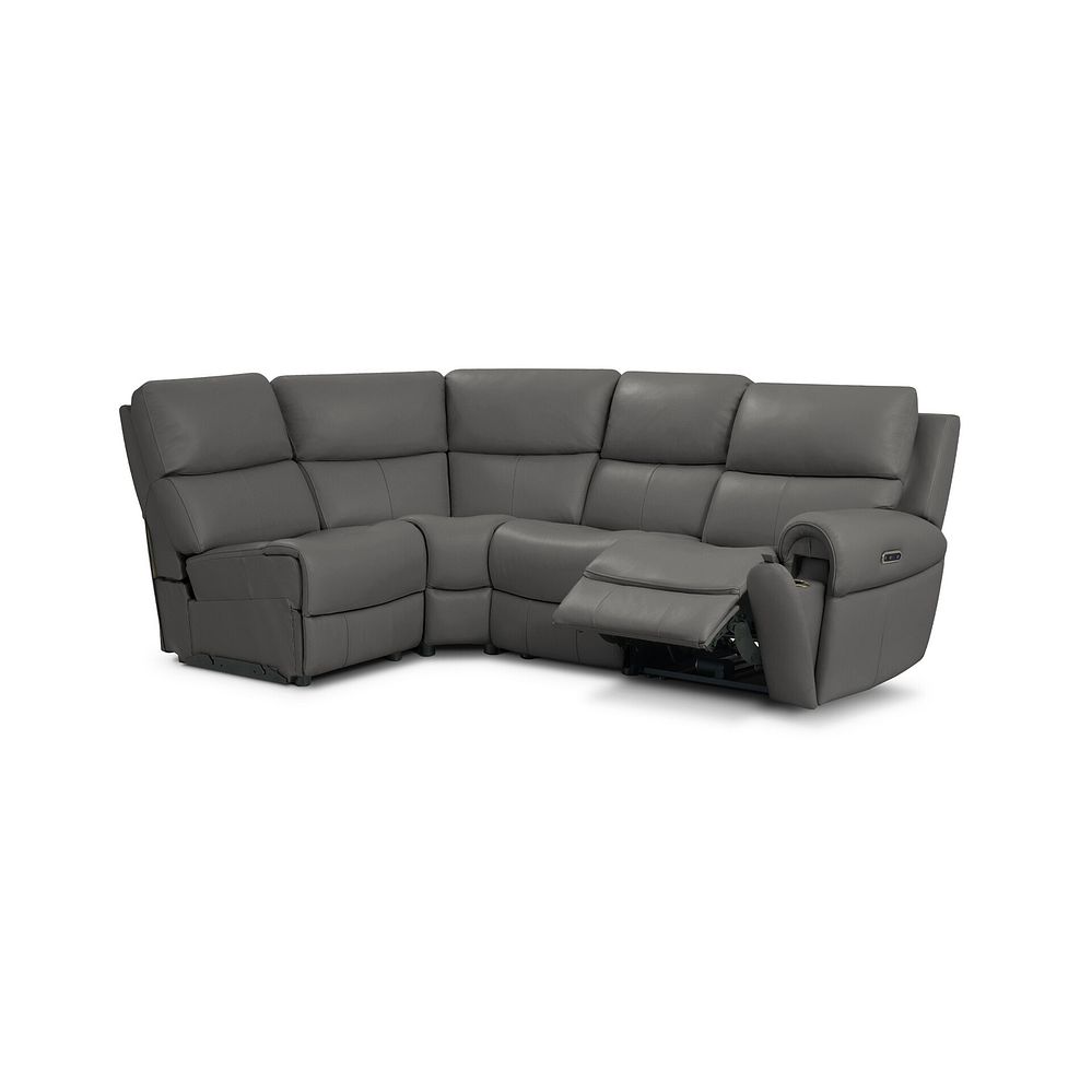 Ezra Group 5 Electric Recliner with Power Headrest & Lumbar Support in Elephant Grey Leather 3