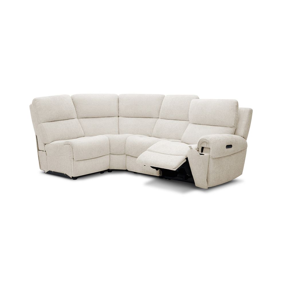 Ezra Group 5 Electric Recliner with Power Headrest & Lumbar Support in Hopsack Natural Fabric 3