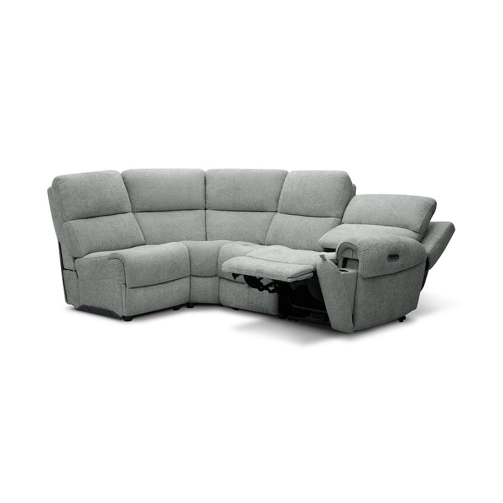 Ezra Group 5 Electric Recliner with Power Headrest & Lumbar Support in Hopsack Platinum Fabric 4