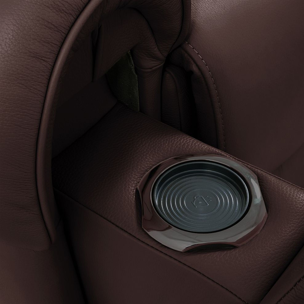 Ezra Group 8 Electric Recliner with Power Headrest & Lumbar Support in Chestnut Leather 11