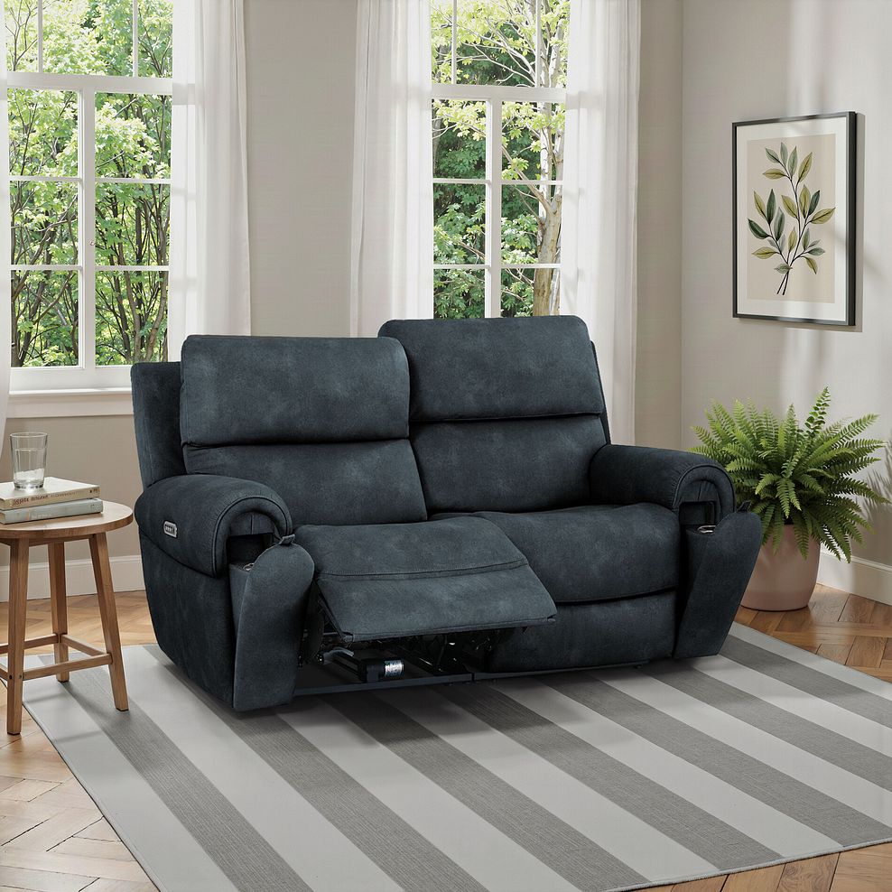Ezra Group 8 Electric Recliner with Power Headrest & Lumbar Support in Dexter Shadow Fabric 1