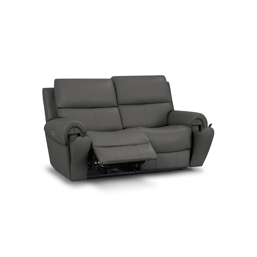 Ezra Group 8 Electric Recliner with Power Headrest & Lumbar Support in Elephant Grey Leather 2