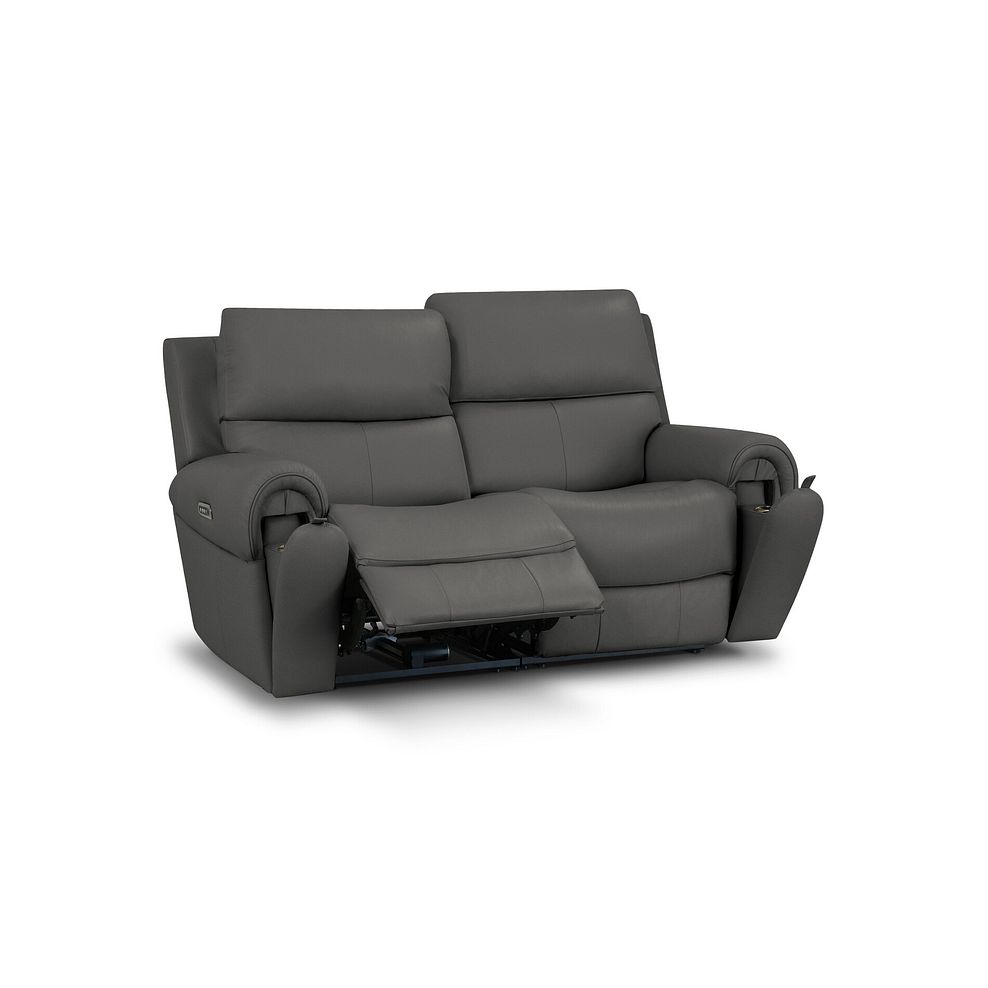 Ezra Group 8 Electric Recliner with Power Headrest & Lumbar Support in Elephant Grey Leather 3