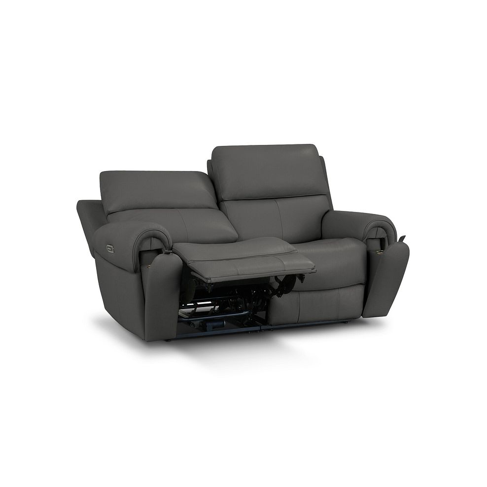 Ezra Group 8 Electric Recliner with Power Headrest & Lumbar Support in Elephant Grey Leather 4
