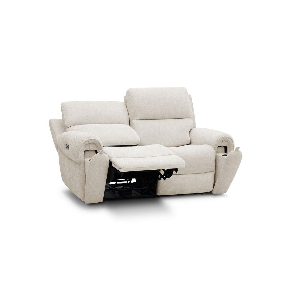 Ezra Group 8 Electric Recliner with Power Headrest & Lumbar Support in Hopsack Natural Fabric 4