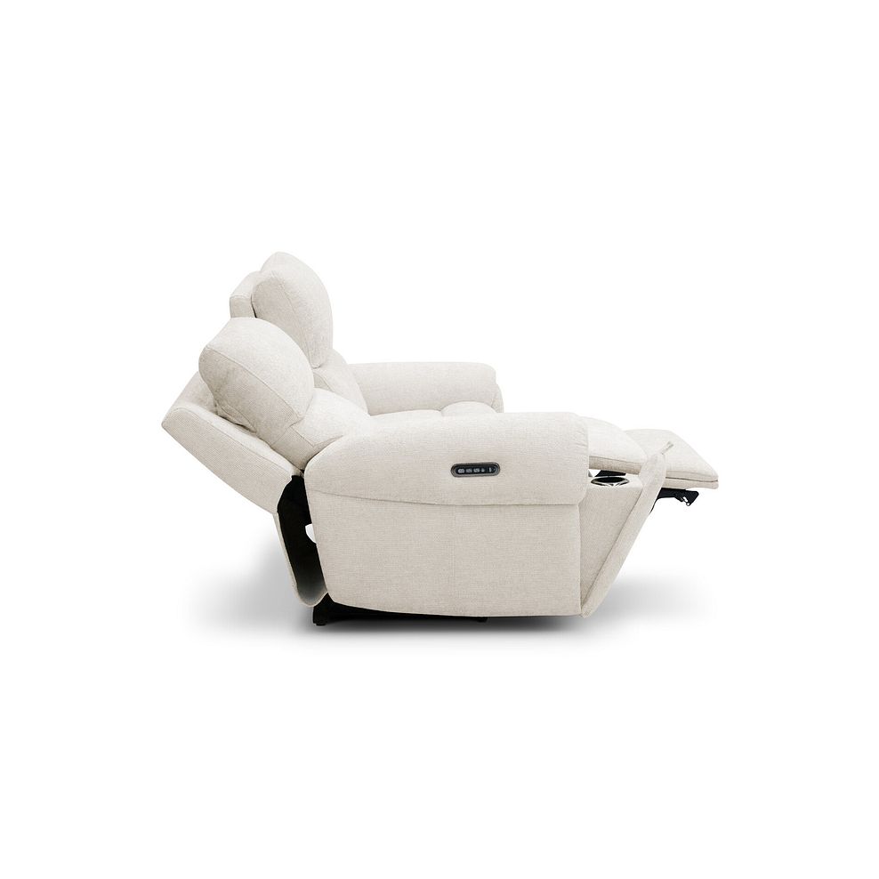 Ezra Group 8 Electric Recliner with Power Headrest & Lumbar Support in Hopsack Natural Fabric 8
