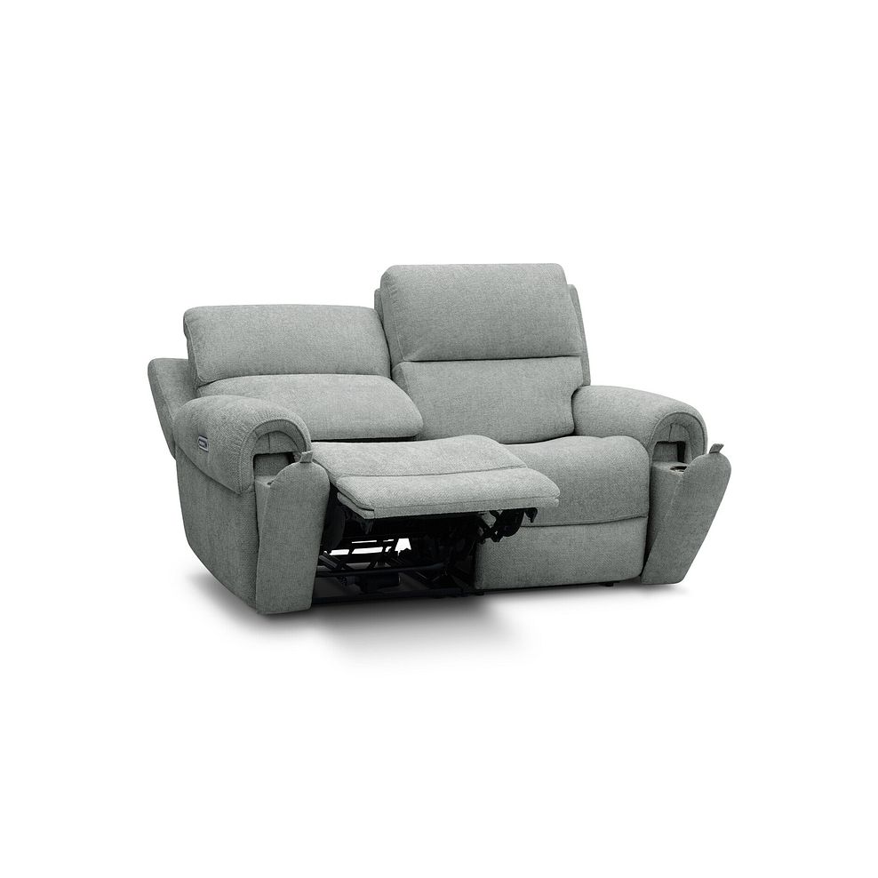 Ezra Group 8 Electric Recliner with Power Headrest & Lumbar Support in Hopsack Platinum Fabric 4