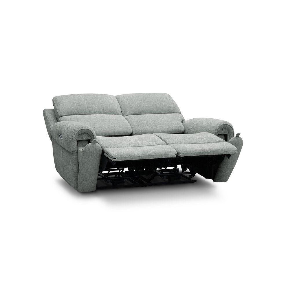 Ezra Group 8 Electric Recliner with Power Headrest & Lumbar Support in Hopsack Platinum Fabric 5