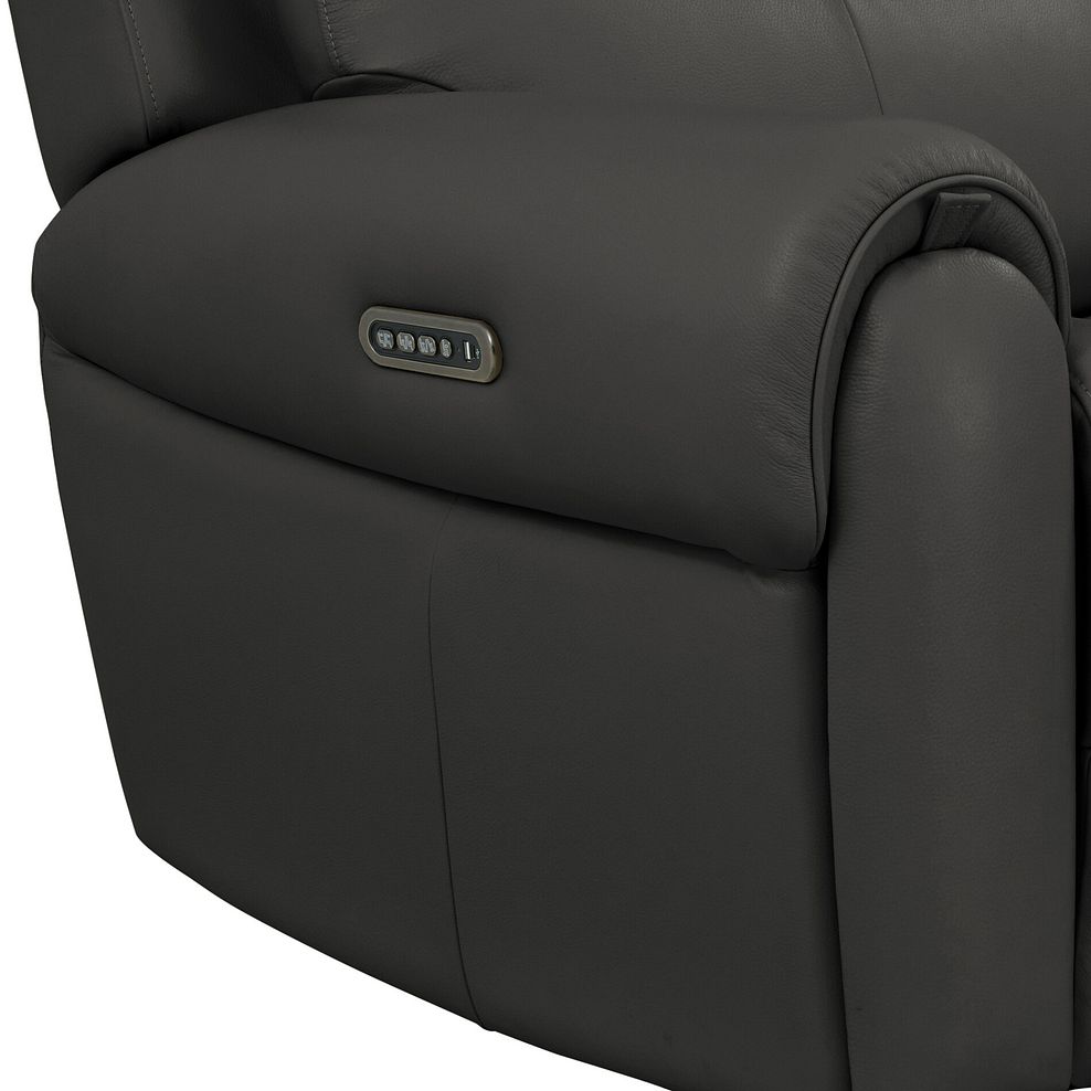 Ezra Group 8 Electric Recliner with Power Headrest & Lumbar Support in Storm Leather 13