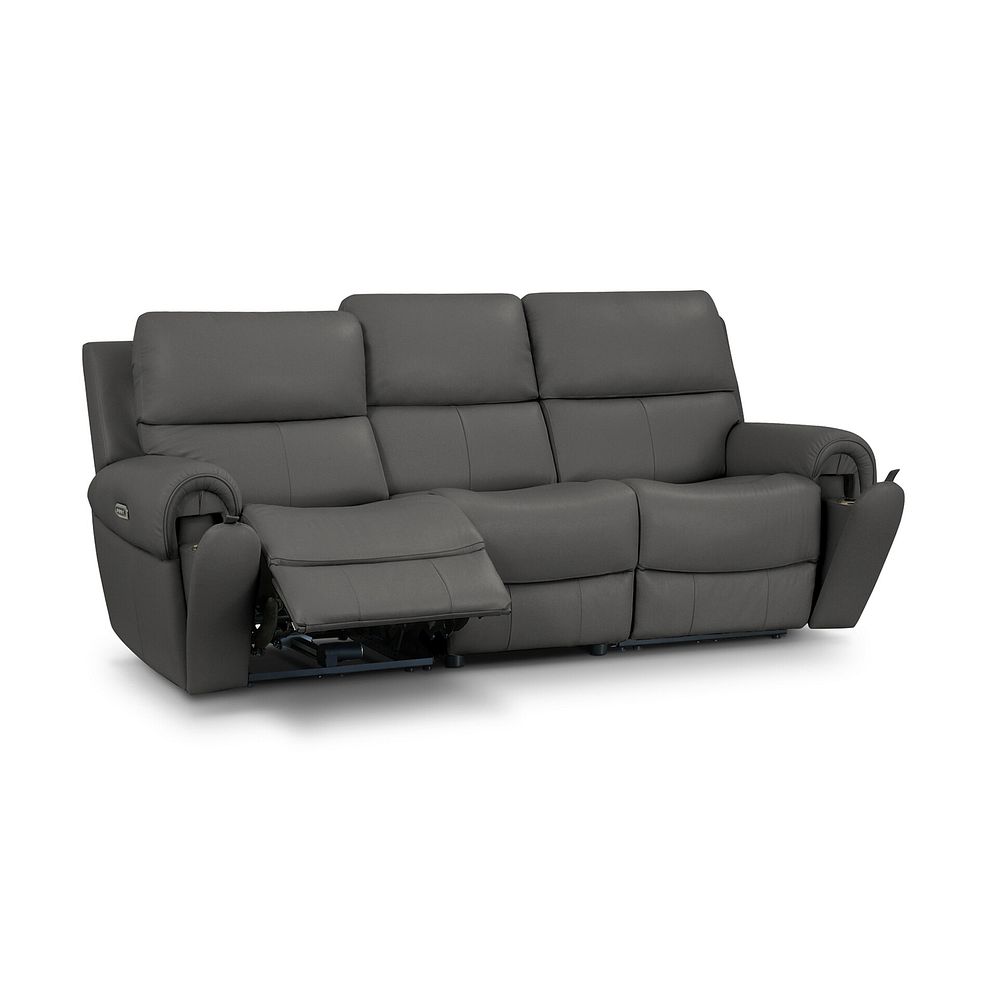 Ezra Group 9 Electric Recliner with Power Headrest & Lumbar Support in Elephant Grey Leather 3