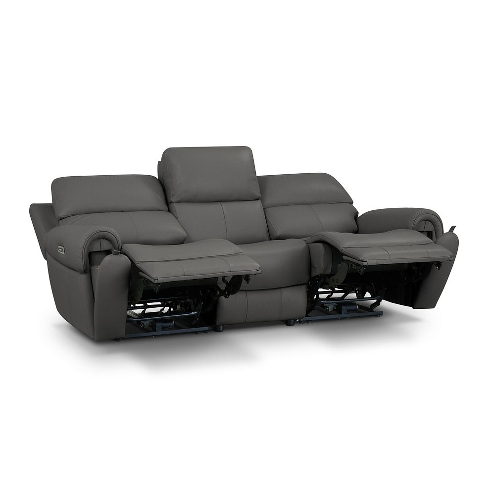 Ezra Group 9 Electric Recliner with Power Headrest & Lumbar Support in Elephant Grey Leather 4